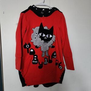 Toby BLACK A02 CAT EAR LONG HOODIE Women's Black Red M KAWAII GOTH